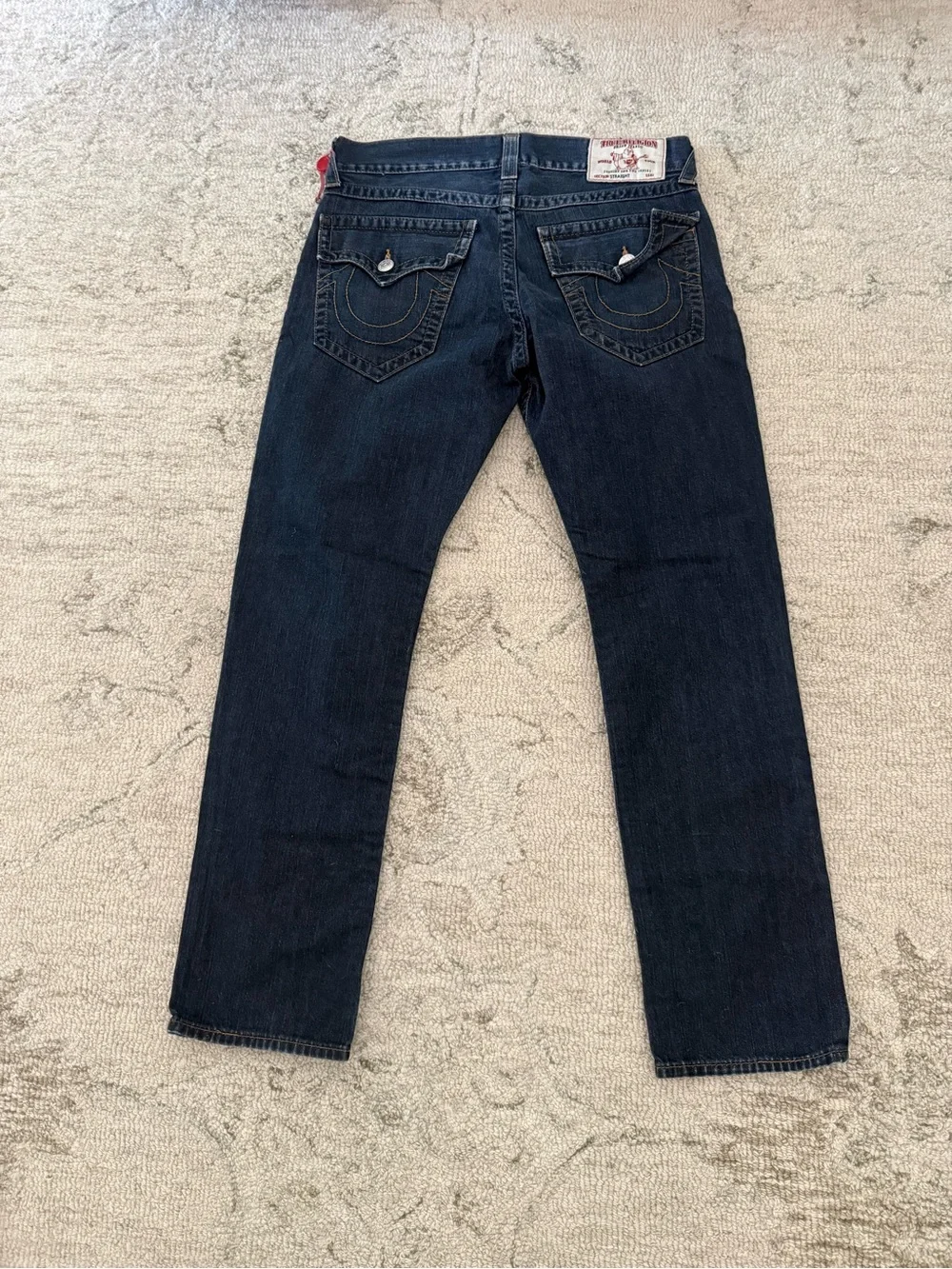 True Religion Mens Straight Dark Wash Jeans